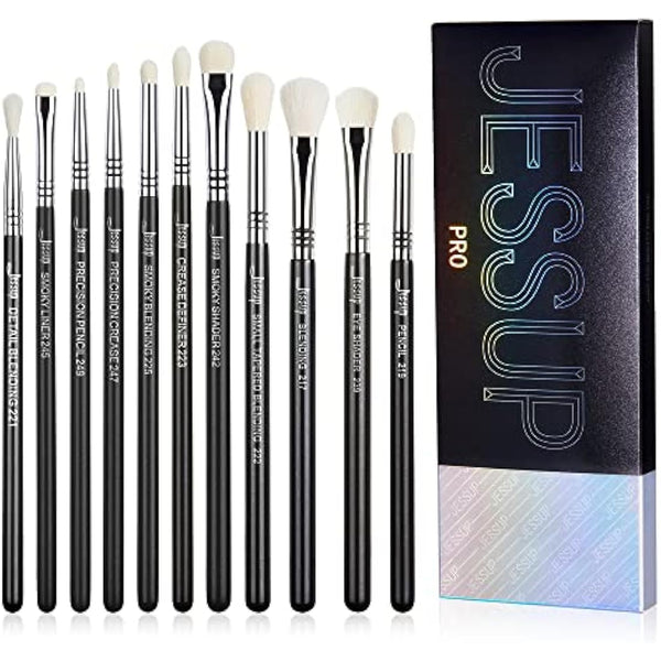 Jessup Eyeshadow Brush Set 11pcs Professional Eye Makeup Brushes Set for Eye Shadow Blending Shader Crease, Black T340