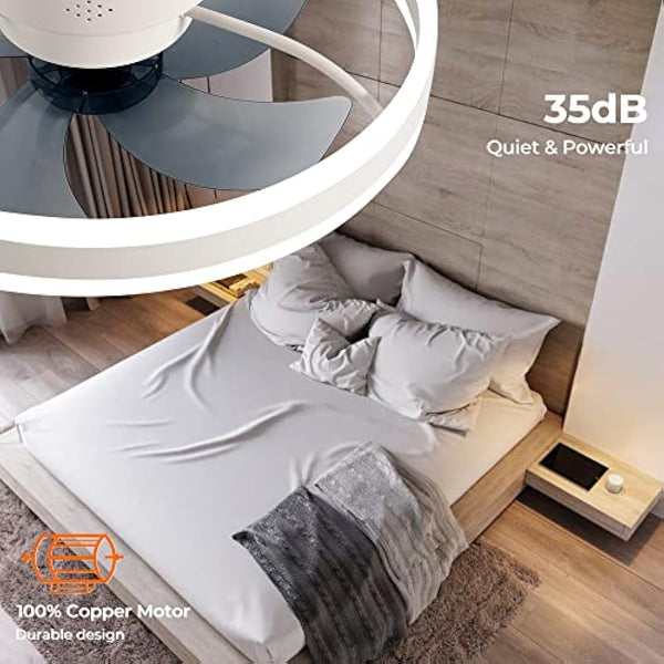 CHANFOK 20'' Smart Ceiling Fans with Lights Compatible with Alexa and Google Assistant, Low Profile Ceiling Fan with Light and Remote, APP Control, 6-Speed Reversible Blades for Bedroom (White)