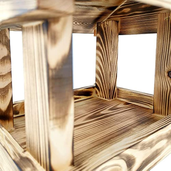 LEVIATAN MAXI Wooden Bird Feeder | Chain Hanging | Outdoor Feed Tray with Roof | Ready-to-Use, No Assembly Required | Feeder for Wild Birds All Year Round