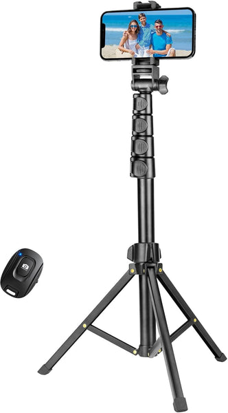 YOTOCversion 1.7 Meter/67 inch Phone Tripod Stand & Bluetooth Selfie Stick Tripod, Cellphone Tripod with Bluetooth Remote, Compatible with iPhone 16/15/14/13/12/12 pro/11/11pro/8