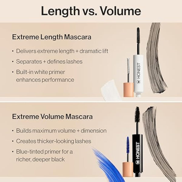 Honest Beauty Extreme Length Mascara + Lash Primer | 2-in-1 Boosts Lash Length, Volume & Definition | Silicone Free, Paraben Free, Dermatologist &.
