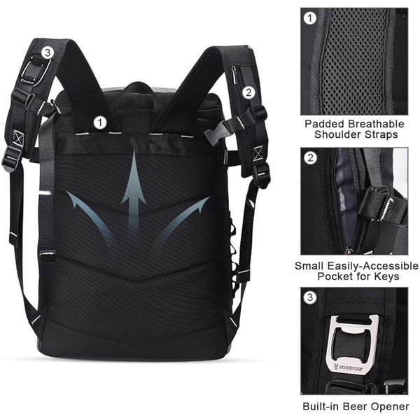 Vogshow 30L Cooler Bag Picnic Backpack Large Capacity Waterproof Cool Bag Rucksack Leakproof Insulated Backpack Cooler for Camping, Party, BBQ, Family Outdoor, Shopping, Beach, Fishing