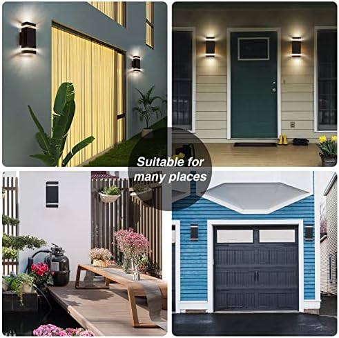 Aranzyec 2 X Outdoor Wall Lights Mains Powered, Aluminium Up Down Outside Wall Lights, Max 35W GU10, IP54 Waterproof Black Garden Lights for Patio, Terrace, Garden, Hallway, Balcony, Porch, Pathway