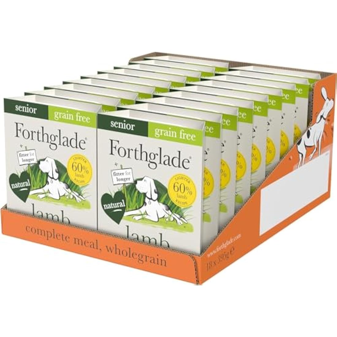 Forthglade Complete Natural Wet Dog Food - Grain Free Lamb with Vegetables (18 x 395g) Trays - Senior Dog Food 7 Years+