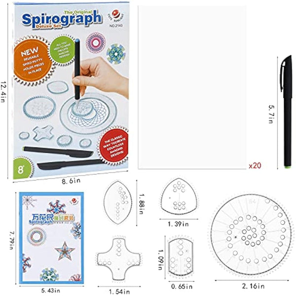 Gobesty Spirograph Deluxe Drawing Set with 28 Accessories, Geometric Ruler, Art Design Set for Kids and Adults