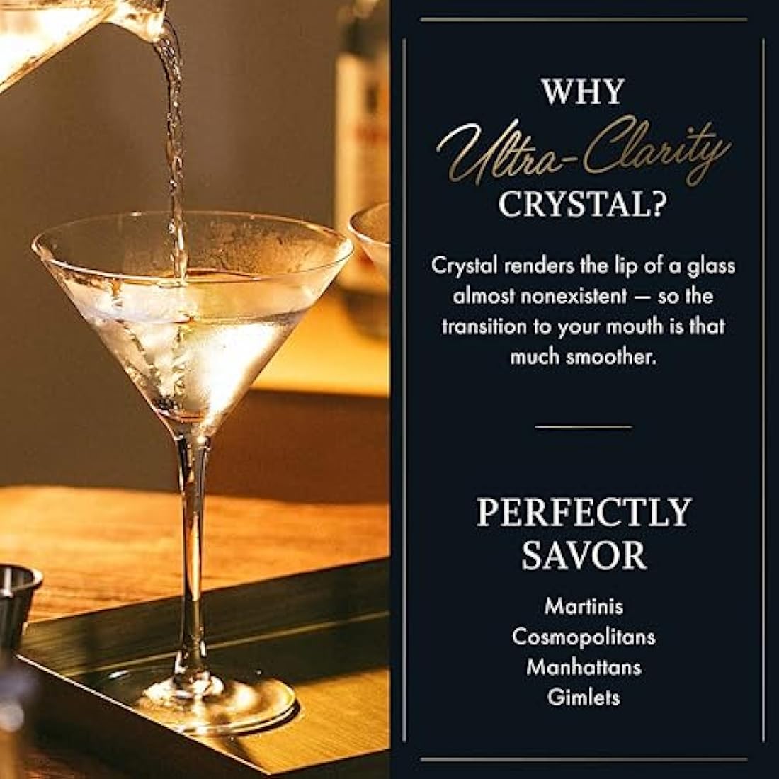 ELIXIR GLASSWARE Martini Glasses Set of 4 - Hand Blown Crystal Martini Glasses with Stem - Elegant Cocktail Glasses for Bar, Martini, Cosmopolitan, Manhattan, Gimlet, Pisco Sour 9oz, Clear