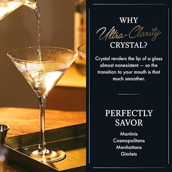 ELIXIR GLASSWARE Martini Glasses Set of 4 - Hand Blown Crystal Martini Glasses with Stem - Elegant Cocktail Glasses for Bar, Martini, Cosmopolitan, Manhattan, Gimlet, Pisco Sour 9oz, Clear