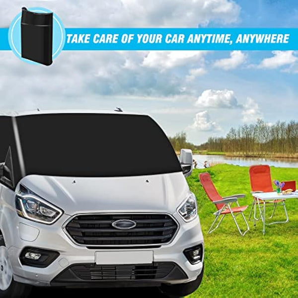 MaxEarn Luxury for Ford Transit Custom Front Windscreen Wrap Cover, 600 Oxford Fabric Window Sunshades Blackout Waterproof Car Windshield Cover, Frost Protection Curtain Camping Cover