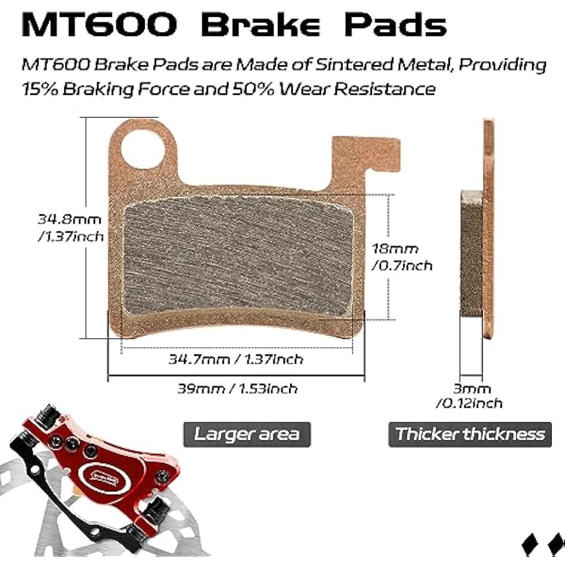 DYISLAND E-Bike Hydraulic Disc Brake Set 4-Pistons/2-Pistons, 2-PIN/3-PIN Pre-Bled with Mineral Oil Brakes Kit，Front and Rear Set，with 180mm 2.3mm Thick Rotors
