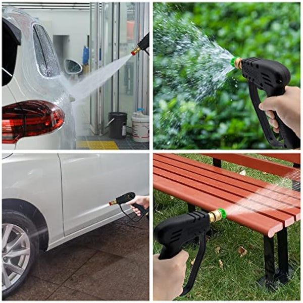 Fai Top 4000PSI High Pressure Washer Gun with 5 Water Nozzle Tip, Cleaner Gun Car Wash Water Gun for Car Cleaning (M22 14MM Hose Connector & karcher Quick Connector)