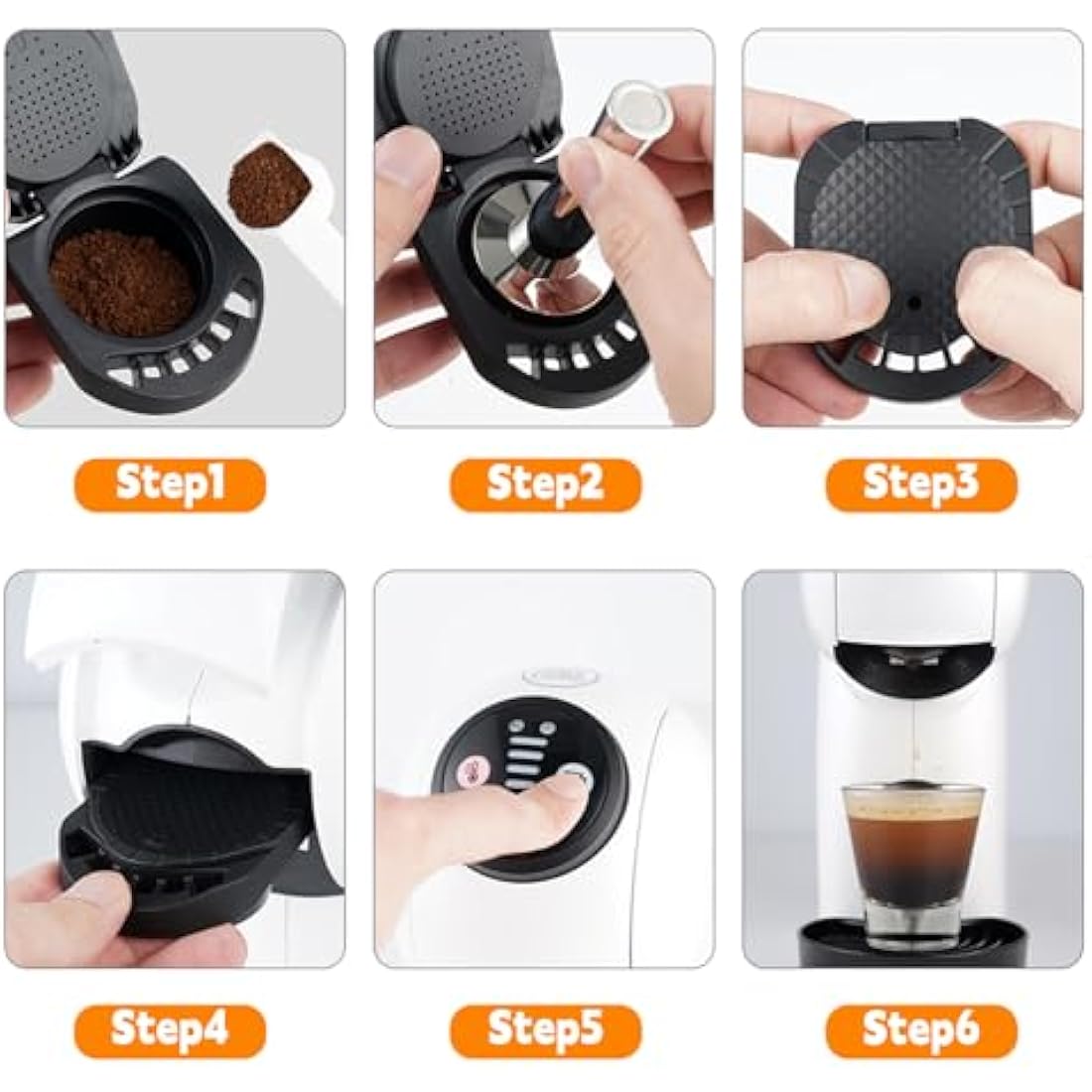 FOVNOT Reusable Capsule Adapter for Dolce Gusto, Coffee Capsule Converter Adapter Refillable Coffee Capsule Adapter with 41mm Tamper Compatiable for Piccolo XS/EDG 305/EDG 606.S/Genio S
