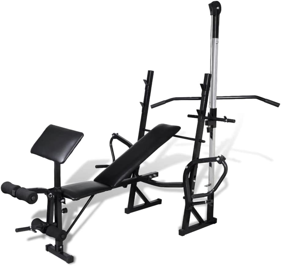 vidaXL Adjustable Fitness Workout Bench - Home Gym Equipment for Full Body Exercise, Sturdy Steel Construction, Suitable for Arms, Legs, Back Muscles