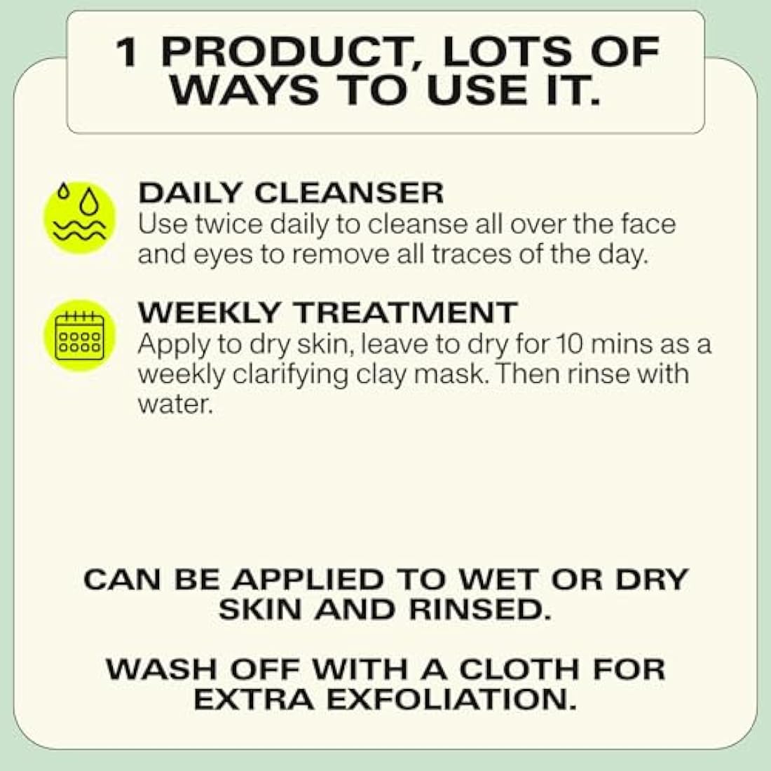 Faace Dull Daily Cleanser & Face Mask As Seen On Dragons Den - Brighter, Smoother, Radiant Skin - Kaolin Clay, Green Tea, Vitamins C & E - Made in UK - Vegan & Organic Skincare 100ml