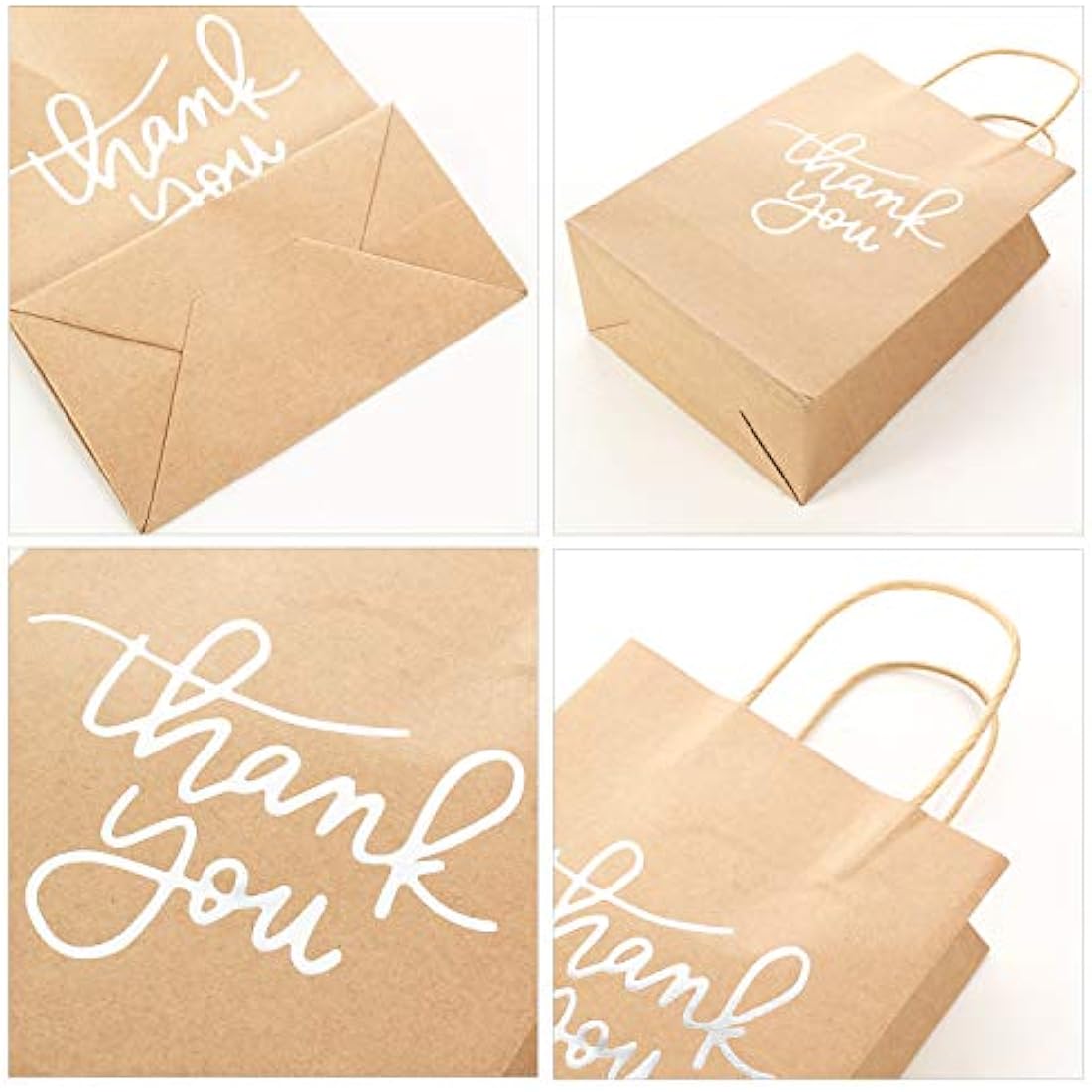 24 Pack Paper Party Bags,Kraft Paper Party Bags with Handles for Birthday,Business,Boutique,Wedding and Party Celebrations(Silver)