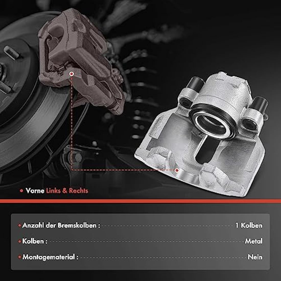 Frankberg Brake Caliper Disc Brake Front Axle Left Compatible with P.a.s.s.a.t 3B2 3B3 A4 8D2 8E2 8EC A4 Avant 8D5 8E5 8ED A6 4B2 4F2 Exeo 3R2 Replace# 8E0615123A