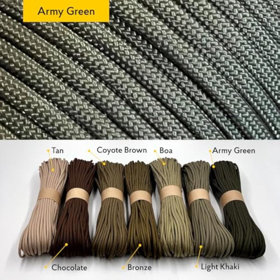 EdcX Paracord 4mm, 35+ Solid Colors (10m, 15m, 30m, 50m, 100m, 300m) | Ideal for Crafting, DIY, Camping, Survival, Outdoor | 100% Nylon Rope 4mm | Tactical Cord 550 Type III