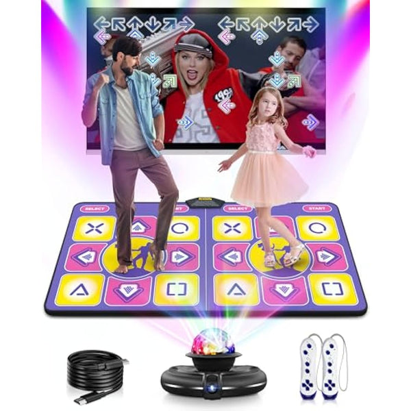 Acelufly Dance Mat, Electronic Dance Mats for TV with HD Camera, Double Dance Mats with Wireless Controller, Non-Slip Dance Fitness Exercise Pad for Kids Adults, Gift for Girls Boys (Purple)