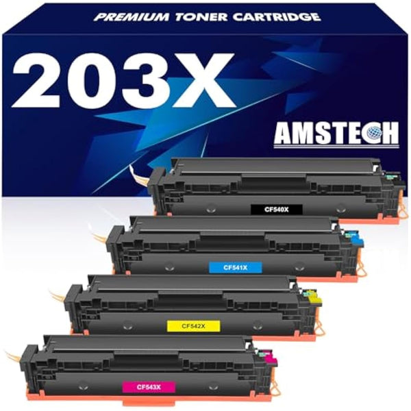 203X M281fdw M254dw Toner Cartridge: Compatible for HP 203X 203A Color Laserjet Pro MFP M281fdw M254dw M281fdn M280nw M281cdw M254nw M254dn M281 CF540X CF540A Black Cyan Yellow Magenta 4-Pack