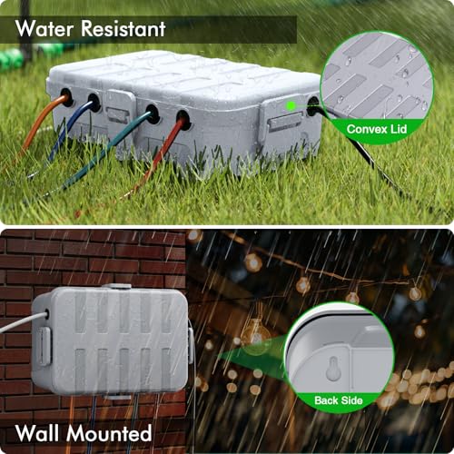 RESTMO Extra Large Waterproof Electrical Box, IP54 Weatherproof Outdoor Outlet Cover, Protect Outlet, Plug, Timer, Power Strip (Not Included), Holiday Light Decoration, 32 x 22 x 13 cm, Black