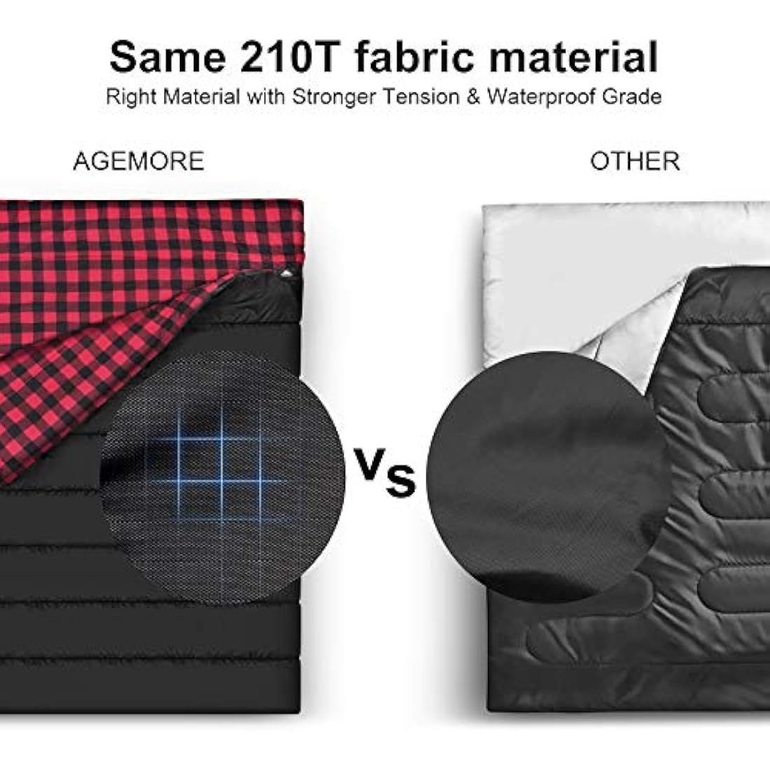 Double Cotton Flannel Sleeping Bag for Camping, Hiking, or Hiking. Queen 2 Cold Weather Waterproof Sleeping Bag for Adults or Teenagers.