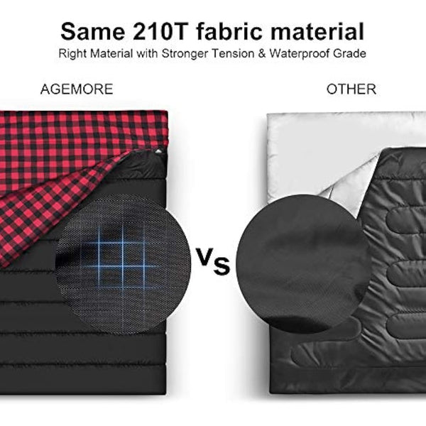 Double Cotton Flannel Sleeping Bag for Camping, Hiking, or Hiking. Queen 2 Cold Weather Waterproof Sleeping Bag for Adults or Teenagers.
