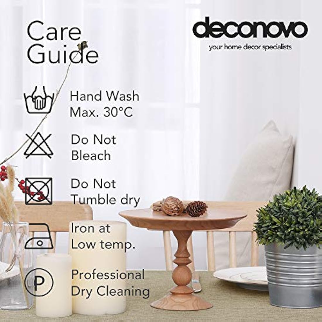 Deconovo - Waterproof Linen Effect Rectangular Tablecloth -Outdoor Table Cover for Living Room Table - 130 x 200 cm - Linen