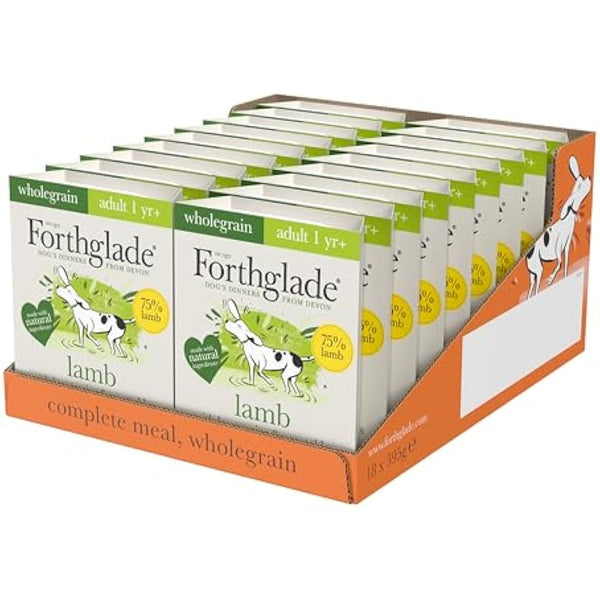 Forthglade Wet Dog Food (18 x 395g Trays) - Wholegrain & Hypoallergenic Dog Food, Lamb with Vegetables and Brown Rice, Adult Stomach Sensitive Meals with Natural Ingredients