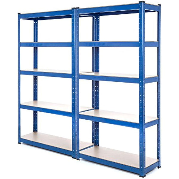 2 Bay Heavy Duty Steel Shelving Garage Racking Unit 150kg per shelf (5 Levels 1500mm H x 750mm W x 300mm D)