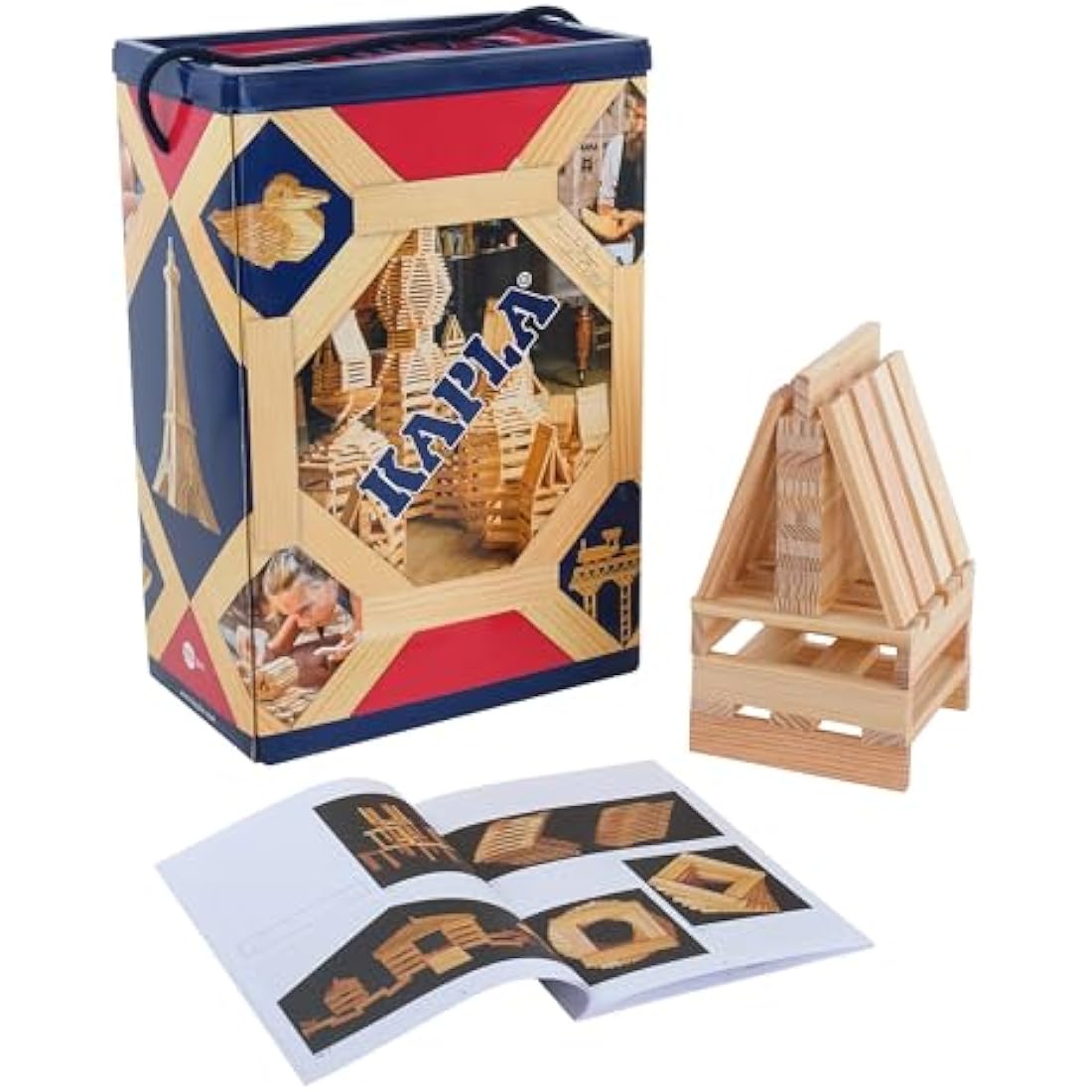 KAPLA box 200 natural planks, Wooden toy, Construction game, from 2 years old