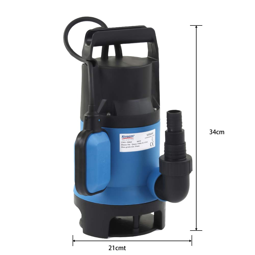 400W 7500L/H Submersible Water Pump with Hose, Water Pump to Empty Hot Tube with 10M Hose, Float Switch for Clean Dirty Water Garden Pond Pool Flooded Cellars