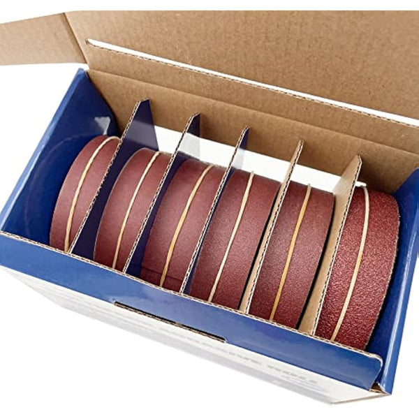 6 Rolls Sandpaper, 2.5cm x 8m Sand Paper Abrasive Paper with Dispenser Emery Cloth Roll for Wood Furniture Finishing Metal Sanding Automotive Polishing, 80/150/240/320/400/600