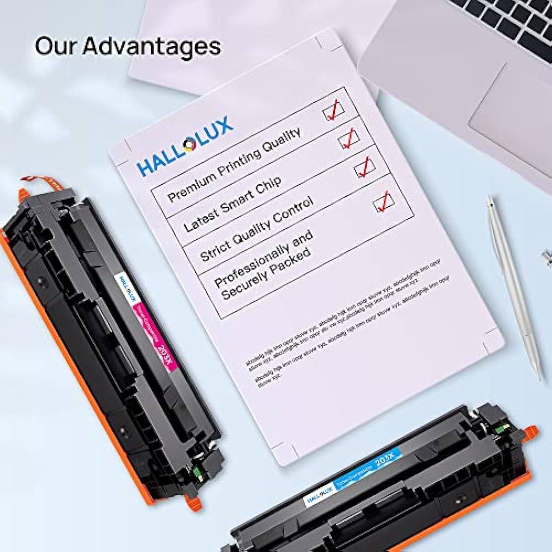 HALLOLUX 203X Toner Cartridge Replacement for HP CF540X CF541X CF542X CF543X Compatible for Color Laserjet Pro MFP M254dw M254dnM254nw M280nw M281fdn M281fdw M281cdw(Black Cyan Magenta Yellow,4 Pack)