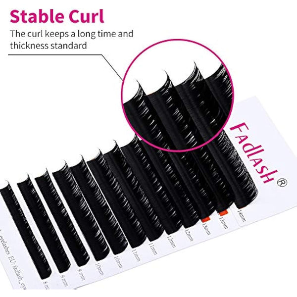 Fadlash Individual Classic Eyelash Extension 0.20mm D Curl 8-14mm Mixed Tray 1:1 Matte Black Professional Classic Individual Lashes