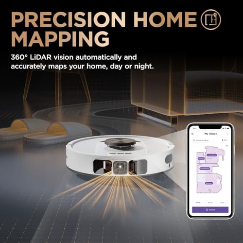 Shark PowerDetect 2-in-1 Robot Vacuum & Mop, NeverTouch Pro 60-Day Self Empty, Self-Refill and Self-Clean Robot Vacuum with 3D & LiDAR Navigation, NeverStuck Obstacle Bypass, WiFi/App White