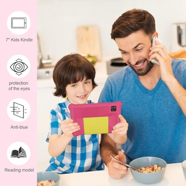 Ainmel Kids Tablet 7 inch, Android 13 Tablets for Kid, 5GB RAM+32GB ROM 128GB Expand, Parental Control, Kids Software Pre-Installed, Dual Camera, Android Learning Tablet with Proof Case (Pink)