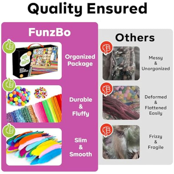 FunzBo Crafts Kits for Kids, 4000+Pcs Arts and Crafts Activity Kit Craft Box Girls Toys DIY Creative Birthday Gifts for Kids Age 4 5 6 7 8-12