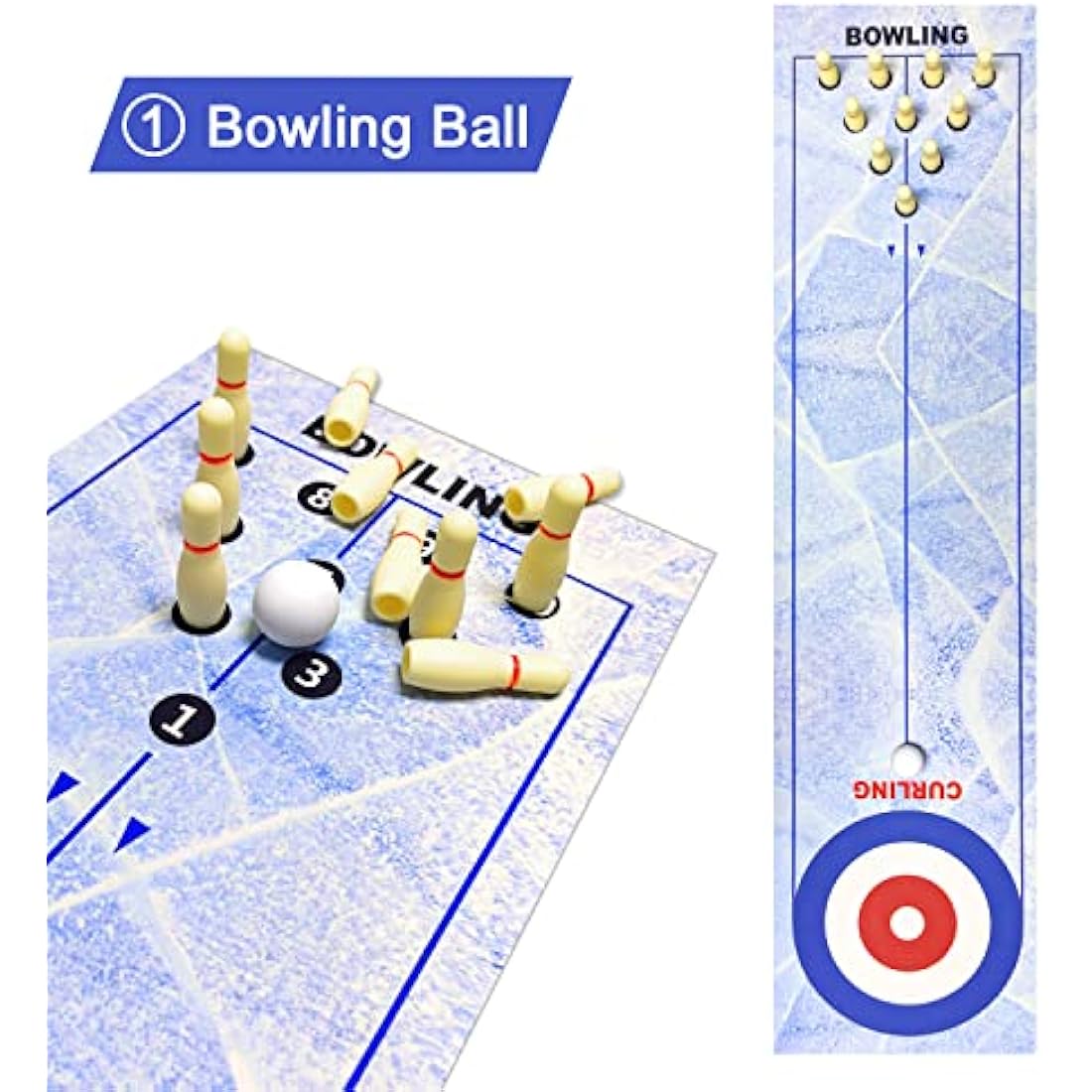 3 in 1 Tabletop Curling Game, Table Top Shuffleboards Curling Bowling,Tabletop Game Interactive Game for Kids & Adults Family Party Games