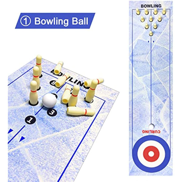 3 in 1 Tabletop Curling Game, Table Top Shuffleboards Curling Bowling,Tabletop Game Interactive Game for Kids & Adults Family Party Games
