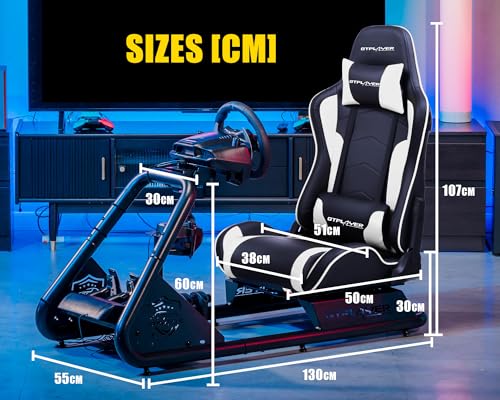 GTPLAYER Racing Simulator Cockpit with Seat, Sim Racing Cockpit Multi-function Adjustable Gaming Wheel Stand for G25 G27 G29 G920 G923 T300 PS5 PS4 Xbox, Without Wheel, Shifter & Pedals