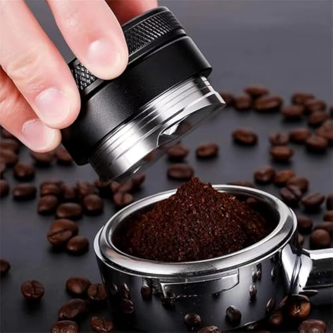54mm Tamper and Coffee Distributor Set, Espresso Coffe Tamper 54mm with Spring Loaded and Base, Coffee Leveler for Coffee Machine Accessories Barista with Coffee Cleaning Brush (53mm)