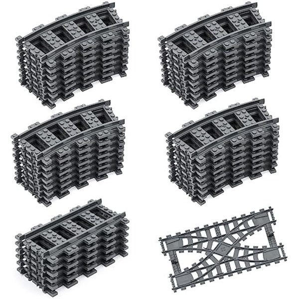 Etarnfly 40PCS City Train Tracks, Classic Train Tracks Accessories, Railroad Building Toy Compatible with All Major Brand- 32 Curved, 6 Straight, 2 Integral forks train tracks