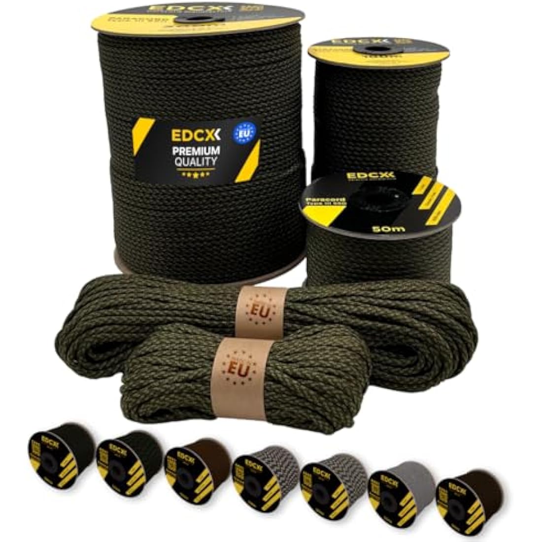 EdcX 4mm Rope 550 - Type III, 100% Rope, 7 Strand Rope, 4mm Rope in Solid Colors