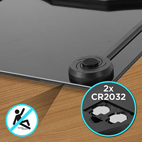 Duronic Body Scales BS203 Measures Body Weight in Kilograms, Pounds and Stones | Black Non-Slip Design Step-On Activation Bathroom Scales Precision Sensors XL Digital Display 200kg Capacity (Black)