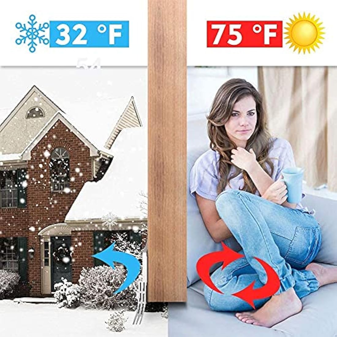 Hulameda Door Draft Excluder Strip, Self Adhesive Draft Excluder Tape for Noise Proof and Energy Saving, Door Bottom Seal Strip to Prevent Bugs Coming (Brown/2" Width x 39" Length)