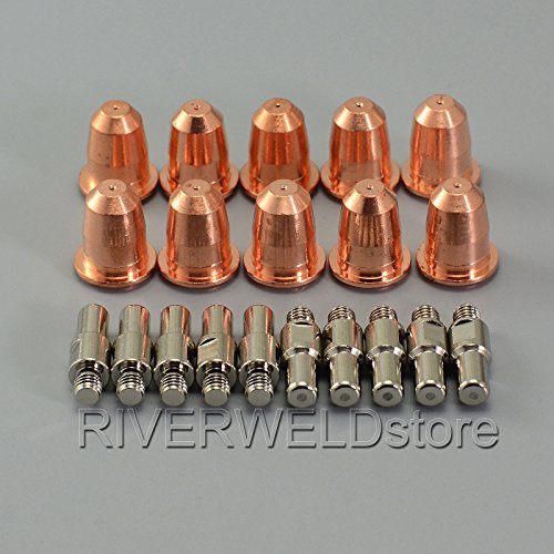 RIVERWELD S45 Plasma Torch Head OEM and Plasma Electrode PR0110 Plasma Tips 0.8 PD0116-08 Outside Nozzle Retaining Cap PC0116 Air Diffuser PE0106 Stand Off Guide CV0010 kit 22pcs
