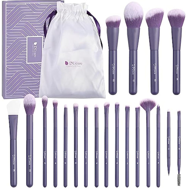 DUcare Makeup Brushes Set 20pcs Professional Cosmetic Makeup Brushes Foundation Powder Contour Blush Cosmetic Eye Brush Sets With Storage Bag Purple