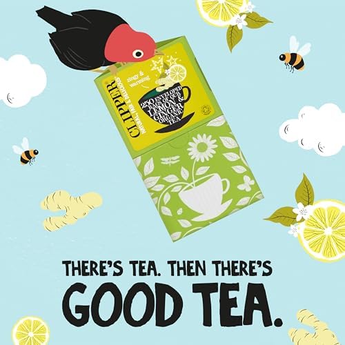 Clipper Organic Lemon & Ginger Tea Bags | 250 Individually Wrapped Teabags | Bulk Buy, Home & Catering | Caffeine-Free Herbal Tea Bags | Eco-Conscious, Natural, Unbleached & Biodegradable