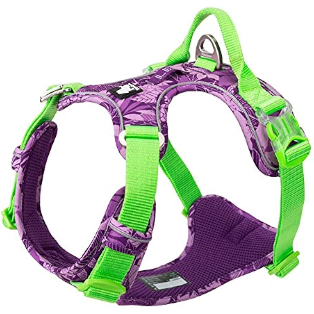Dog Harness No Pull Adjustable Reflective Step-in Soft Nylon For Small Large Pet TLH5653(XL, Camouflage Purple)