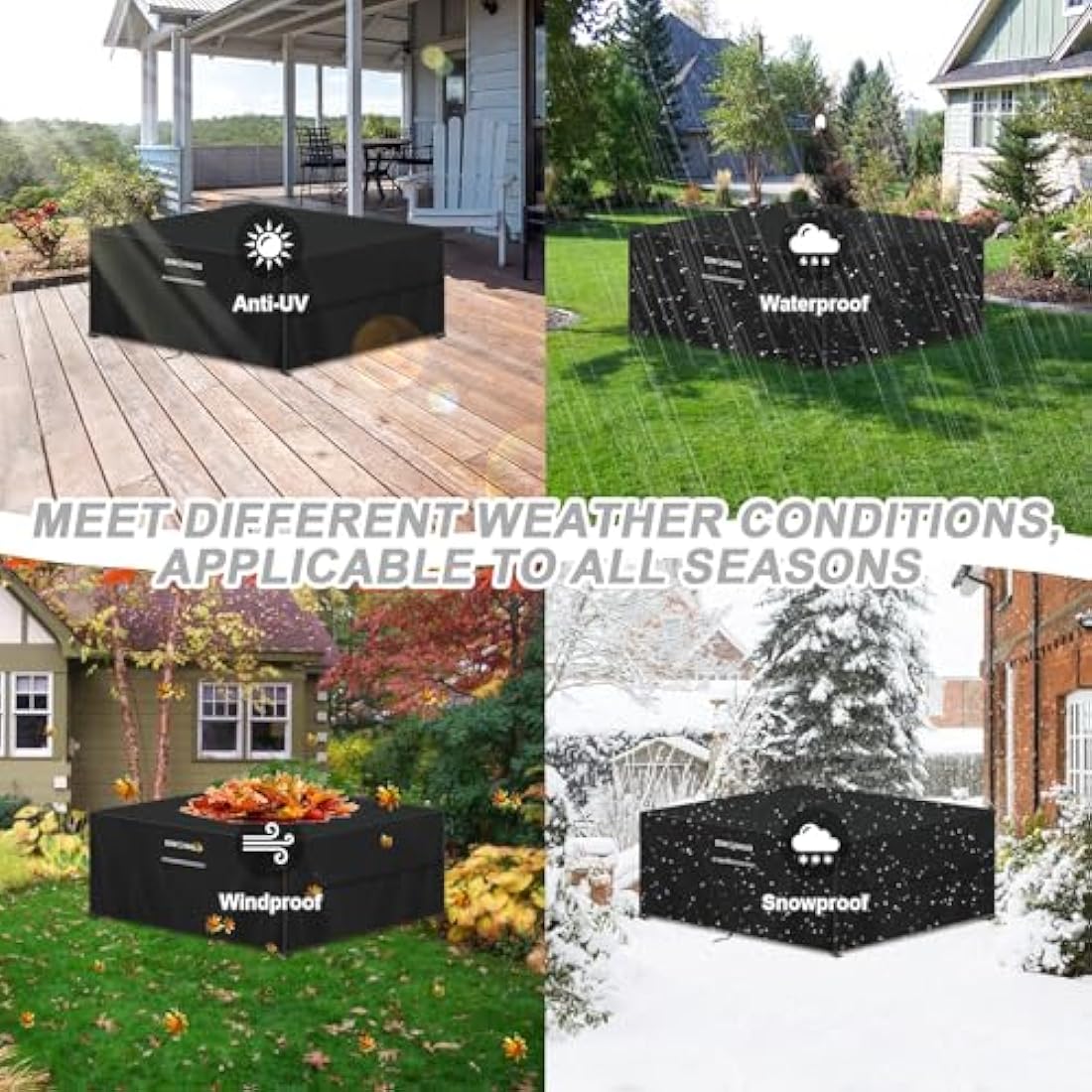 SIMPHAUS Large Outdoor Furniture Covers 280x210x90cm Garden Furniture Covers Waterproof Garden Table Cover with Straps and Air Vent,Garden Sofa Cover Anti-UV 420D Oxford Fabric Patio Set Covers