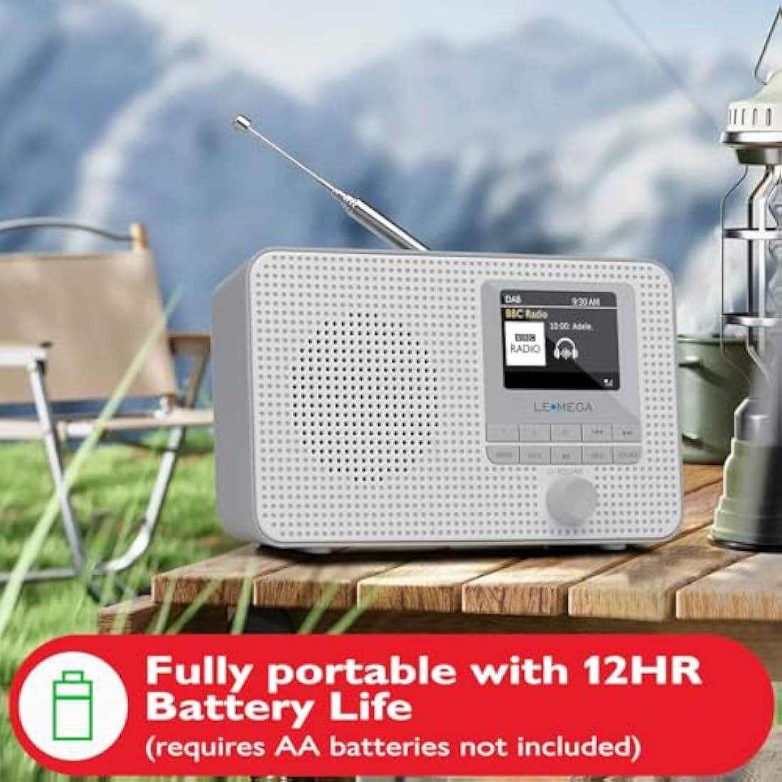 Internet Radio with DAB | Portable DAB+ Bluetooth Radio | Digital Radios Mains and Battery 12hr Play | FM,Podcast Player,Dual Alarm | 60 Presets,Headphone Jack, Colour Display | LEMEGA IR1 Grey